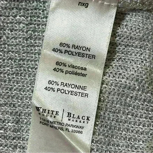 WHITE HOUSE BLACK MARKET Open Style Silver Knit Cardigan Sweater Women's Size M - Picture 8 of 9